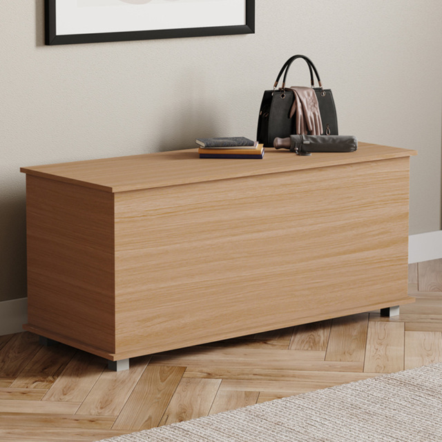 Vida Designs Leon White Wooden Storage Ottoman - Size: 40cm x 100 x 46cm - Wilko - image 1