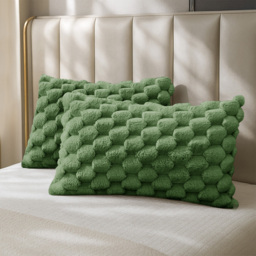 Velosso Olive Chunky Popcorn Pillowcase 2 Pack - Size: 50 x 75 x 1cm - Wilko - thumbnail 3