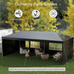 Outsunny 6 x 3m Black Party Tent with Windows and Side Panels - Size: 3 x 6m - Wilko - thumbnail 6
