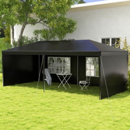 Outsunny 6 x 3m Black Party Tent with Windows and Side Panels - Size: 3 x 6m - Wilko