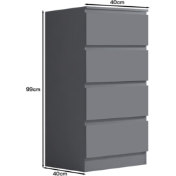 FWStyle Carlton 4 Drawer Matt Grey Chest of Drawers - Wilko - thumbnail 7