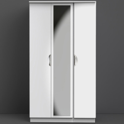 Crowndale Camden Ready Assembled 3 Door Gloss White Mirrored Wardrobe - Wilko - thumbnail 1