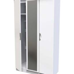 Crowndale Camden Ready Assembled 3 Door Gloss White Mirrored Wardrobe - Wilko - thumbnail 7