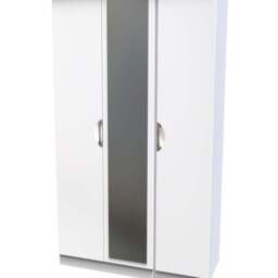 Crowndale Camden Ready Assembled 3 Door Gloss White Mirrored Wardrobe - Wilko - thumbnail 3
