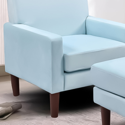 Brooklyn Blue Plush Velvet Armchair with Footstool - Size: Single - Wilko - thumbnail 3