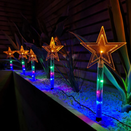 Samuel Alexander Star Multicoloured LED Christmas Path Light 8 Pack - Size: 35 x 12 x 12cm - Wilko