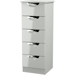 Crowndale Camden 5 Drawer Grey Gloss and Dusk Grey Tall Bedside Cabinet Ready Assembled - Grey Gloss & Dusk Grey - Wilko - thumbnail 5
