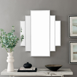 Furniturebox Jazz 1920s Inspired Silver Large Wall Mirror 85.8 x 75.4cm - Size: 86 x 75cm - Wilko - thumbnail 3