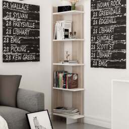 Decorotika Alis 5 Tier Cordoba and White Corner Bookcase - Size: 170 x 45 x 21.6cm - Multi - Wilko - thumbnail 1