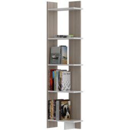 Decorotika Alis 5 Tier Cordoba and White Corner Bookcase - Size: 170 x 45 x 21.6cm - Multi - Wilko - thumbnail 3