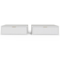 GFW Sienna Single Drawer White Ribbed Wall Mounted Bedside Table Set of 2 - Wilko - thumbnail 4