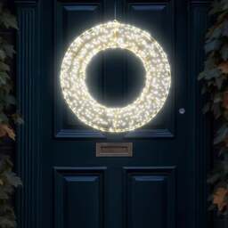 Xmas Haus Warm White LED Metal Wreath 50cm - Black - Wilko - thumbnail 6