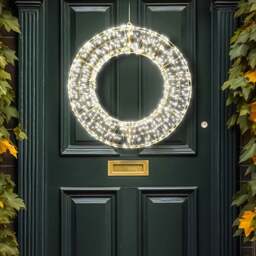 Xmas Haus Warm White LED Metal Wreath 50cm - Black - Wilko - thumbnail 7