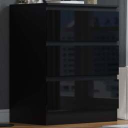 FWStyle Stora 3 Drawer Black Gloss Chest Of Drawers - Wilko - thumbnail 1