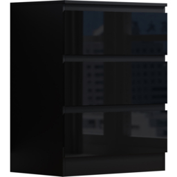 FWStyle Stora 3 Drawer Black Gloss Chest Of Drawers - Wilko - thumbnail 3