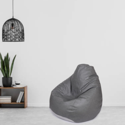 Kaikoo Grey Faux Leather Tear Drop Bean Bag - Wilko - thumbnail 4