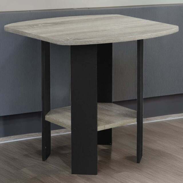 Walplus French Oak Grey and Black Simple Design Side Table - Size: 50.8 x 49.78 x 50.8cm - Wilko - image 1