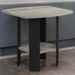 Walplus French Oak Grey and Black Simple Design Side Table - Size: 50.8 x 49.78 x 50.8cm - Wilko - thumbnail 1