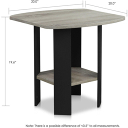 Walplus French Oak Grey and Black Simple Design Side Table - Size: 50.8 x 49.78 x 50.8cm - Wilko - thumbnail 7