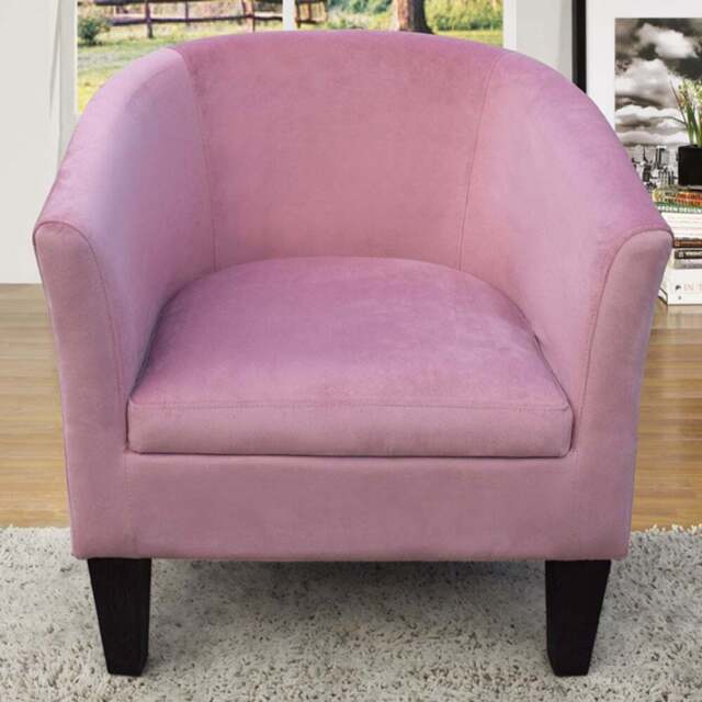 Comfy Living Pink Brushed Velvet Tub Chair - Size: Single - Wilko