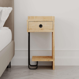 Decortie Sirius Single Drawer Single Shelf Oak Bedside Table - Cream - Wilko - thumbnail 6