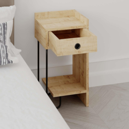 Decortie Sirius Single Drawer Single Shelf Oak Bedside Table - Cream - Wilko - thumbnail 7