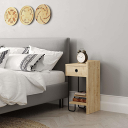 Decortie Sirius Single Drawer Single Shelf Oak Bedside Table - Cream - Wilko - thumbnail 4