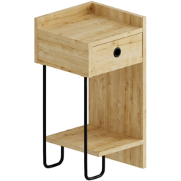 Decortie Sirius Single Drawer Single Shelf Oak Bedside Table - Cream - Wilko - thumbnail 3