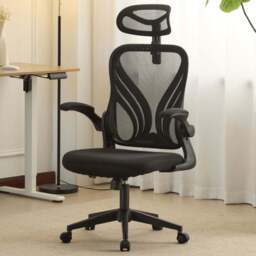 Home Source Ascend Black Mesh Foldable Office Chair with Adjustable Armrest - Size: 125 x 71 x 51cm - Wilko - thumbnail 1