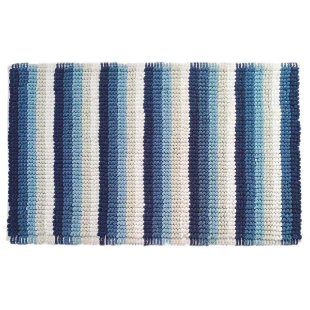 Blue Combo Loop Stripe Bath Mat - Wilko - image 1