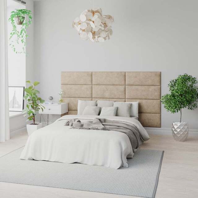 Aspire EasyMount Beige Kimiyo Linen Upholstered Wall Mounted Headboard Panels 8 Pack - Cream - Aspire Beds - Wilko - image 1