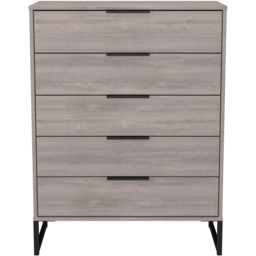 Crowndale Hong Kong 5 Drawer Grey Oak Chest of Drawers Ready Assembled - Wilko - thumbnail 3