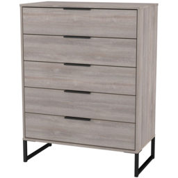 Crowndale Hong Kong 5 Drawer Grey Oak Chest of Drawers Ready Assembled - Wilko - thumbnail 5