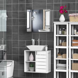 HOMCOM Silver Bathroom Cabinets with Mirror - Size: 60 x 12 x 55cm - Wilko - thumbnail 6