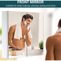 HOMCOM Silver Bathroom Cabinets with Mirror - Size: 60 x 12 x 55cm - Wilko - thumbnail 7