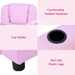 Portland Kids Single Seat Pink Sofa with Cup Holder - Size: 62 x 52 x 69cm - Wilko - thumbnail 5