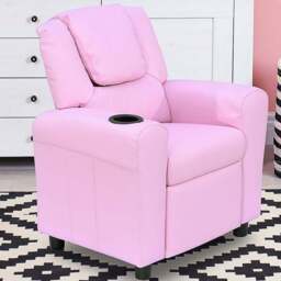 Portland Kids Single Seat Pink Sofa with Cup Holder - Size: 62 x 52 x 69cm - Wilko