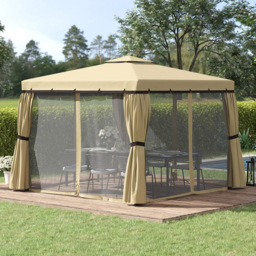 Outsunny 3.3 x 3.3m 2-Tier Beige Gazebo Shelter Tent - Size: 275 x 296 x 296cm - Cream - Wilko
