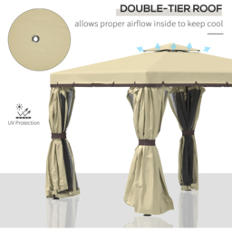Outsunny 3.3 x 3.3m 2-Tier Beige Gazebo Shelter Tent - Size: 275 x 296 x 296cm - Cream - Wilko - thumbnail 5