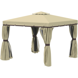 Outsunny 3.3 x 3.3m 2-Tier Beige Gazebo Shelter Tent - Size: 275 x 296 x 296cm - Cream - Wilko - thumbnail 4