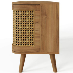 GFW Sorrel 2 Door Single Drawer Single Shelf Oak Rattan TV Unit - Size: 60.5 x 140 x 39cm - Wilko - thumbnail 6
