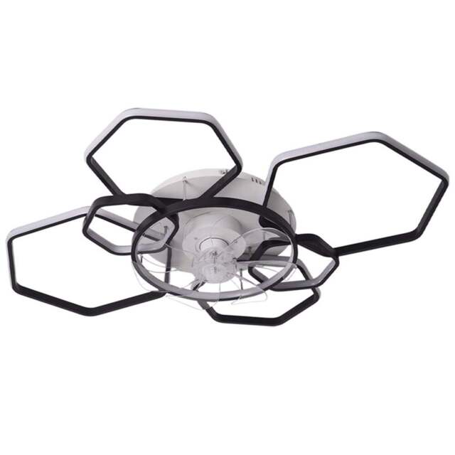Living and Home Geometrical LED Ceiling Fan Light 40 inch - Size: 18 x 103 x 103cm - Black - Wilko - image 1