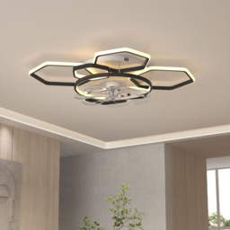 Living and Home Geometrical LED Ceiling Fan Light 40 inch - Size: 18 x 103 x 103cm - Black - Wilko - thumbnail 3