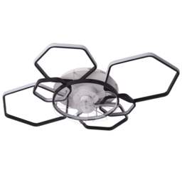 Living and Home Geometrical LED Ceiling Fan Light 40 inch - Size: 18 x 103 x 103cm - Black - Wilko - thumbnail 1