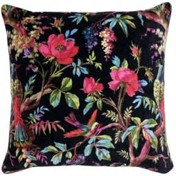 Paoletti Paradise Black Velvet Cushion - Size: 50 x 50 cm - Wilko
