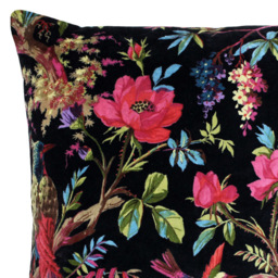 Paoletti Paradise Black Velvet Cushion - Size: 50 x 50 cm - Wilko - thumbnail 3