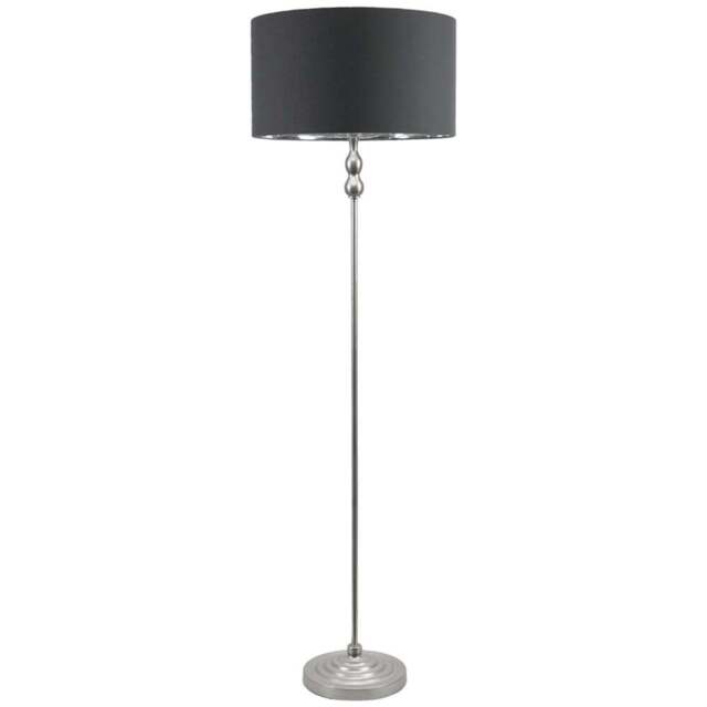 ValueLights Maggie Chrome Candlestick LED Floor Lamp with Charcoal and Chrome Lamp Shade - Size: 151 x 45 x 45cm - Silver - Wilko - image 1