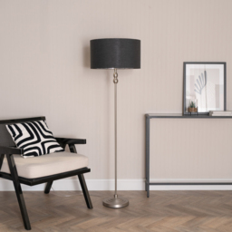 ValueLights Maggie Chrome Candlestick LED Floor Lamp with Charcoal and Chrome Lamp Shade - Size: 151 x 45 x 45cm - Silver - Wilko - thumbnail 3