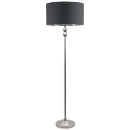 ValueLights Maggie Chrome Candlestick LED Floor Lamp with Charcoal and Chrome Lamp Shade - Size: 151 x 45 x 45cm - Silver - Wilko