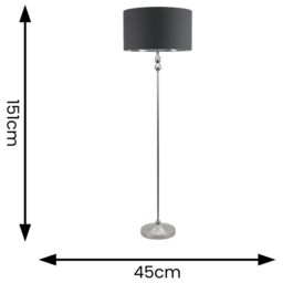 ValueLights Maggie Chrome Candlestick LED Floor Lamp with Charcoal and Chrome Lamp Shade - Size: 151 x 45 x 45cm - Silver - Wilko - thumbnail 5